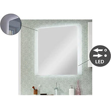 FACKELMANN Set di 5 mobili da bagno Milano sospesi, in ceramica, 80 cm, con specchio da bagno a LED