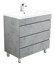 Mobile bagno a terra Via 70 grigio cemento, 3 cassetti senza maniglie