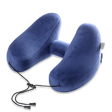 FSGD A Forma di U Cuscino di Corsa, Cuscino Gonfiabile Portatile Cuscino aeromobili, a Lunga Distanza, Treno, sede Dura, Sonno, Cuscino cervicale,Blu