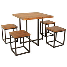 MOD. Assisi Set Tavolo Bar e 4 Sgabelli Marrone Sedie Mobili Relax