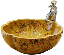 Jgophu - Lavabo in ceramica con finitura gialla Art Wash Basin dipinta a mano