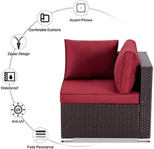 MengFeiNi Set di Mobili per Esterni da 7 Pezzi, Set di Divano in Vimini PE in Rattan, Sedia per Mobili in Sezione All'aperto con Cuscini E Tavolino da caffè