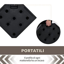 Outsunny Basamento per Ombrellone da Giardino con Base a Croce, Set 4 Mattonelle HDPE Impermeabile da Riempire 96x96x9cm