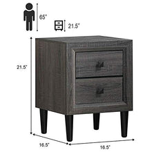 L.W.S Mobili per Camera da Letto Cameretto a Comodino Multiuso Multiuso Grigio con 2 cassetti con 2 cassetti retrò e Comodino in Stile Comodino Camera da Letto