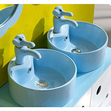 DZWSD Bambini Mobiletto da Bagno, lavandino/Specchio/Rubinetto/Armadio di stoccaggio 4 in 1, Asilo Nido Simpatico Cartone Animato, Set lavabo per Bambini