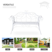 Outsunny Panca da Giardino Panchina 2 Posti Esterno Metallo 131 × 51 × 90cm Bianco