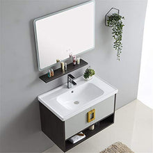 JIAGU Bagno Vanity Home Mirror Armadio Bagno Cabinet Set Balcone Mobile Bagno Vanity Ceramica (Color : Gray, Size : 48x81x53cm)