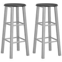Autoshoppingcenter Set di 2 Sgabelli da Bar Industriale Acciaio MDF Sedia Tonda Alta con Poggiapiedi per Ristorante Argento 70 x 30 CM