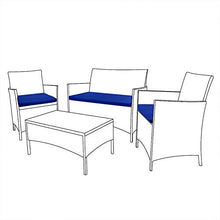Set di 3 pezzi di ricambio per sedia da giardino in rattan, colore: blu navy