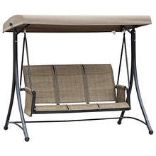Outsunny Dondolo 3 Posti da Giardino o Terrazzo con Tettuccio Regolabile e Tasche Portaoggetti Marrone 196x128x172cm