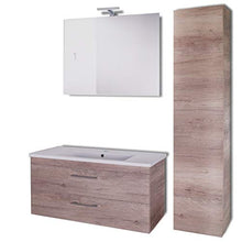 OGOMONDO Mobile da bagno sospeso Spring Corda con Colonna specchio MADE IN ITALY