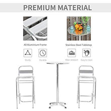 giordano shop Set Tavolino Alto e 2 Sgabelli da Giardino in Alluminio e Acciaio