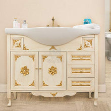 SHOP CHIC arredo bagno mobile con lavabo in stile barocco avorio e oro