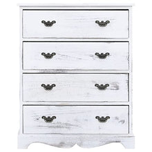 vidaXL Cassettiera 4 Cassetti Portaoggetti Moderna Robusta Pratica Armadietto Credenza Arredo Casa Paulownia Pioppo MDF Bianca Legno Massello