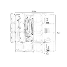 WCY Armadio Simple Installazione Installazione in plastica Combinazione di Storage Guardaroba Stanza Armadio di stoccaggio (2 Stili) Armadio Combinato (Dimensioni: 147x47x147cm) yqaae