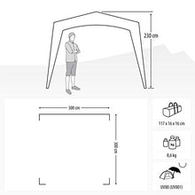 Qeedo Quick Space Camping Pavillon (3x3m) con protezione dai raggi UV (UV80) & Dark-Coating - antivento, montaggio rapido, 8 persone - grigio