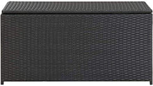 Baule da Giardino, Contenitore da giardino, cestino del ponte in rattan nero con coperchio, contenitore di fodera impermeabile per strumenti per giardinaggio patio, cuscini, accessorio per piscina, cu