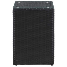 E E-NICES Tavolino Laterale Piano in Vetro Nero 35x35x52 cm in Polyrattan