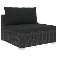 Festnight Set Divani da Giardino con Cuscini in Polyrattan, Set Mobili da Esterno Nero 10 pz