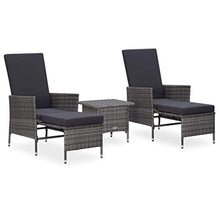 FAMIROSA Set Divani da Giardino 3 pz con Cuscini in Polyrattan Grigio-9373
