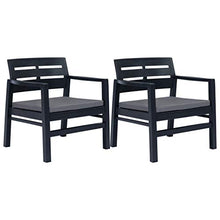 vidaXL Set Salotto da Giardino 3 pz Plastica Antracite Tavolino Sedie Cuscini