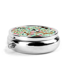 Scatola rotonda per medicina portatile, mini pillole in metallo, dispenser per pillole tascabili, borsa da viaggio, regalo per cavallo, multi cappotto floreale cavalli menta