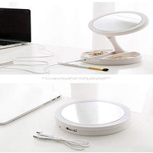 FLLXSMFC Specchio d'ingrandimento con luce pieghevole illuminato ricaricabile specchio da trucco specchio da scrivania