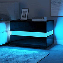 GOTOTO - Comodino a LED con 2 cassetti, tavolino da Divano, Stile Moderno, in Legno, unità portaoggetti per Camera da Letto, Soggiorno, Ufficio, Alta lucentezza