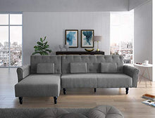 Divano chaise longue Chester 267cm, convertibile in letto, reversibile, grigio.