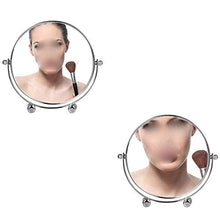 Specchio di ingrandimento girevole autoportante portatile piccolo specchio cosmetico in metallo