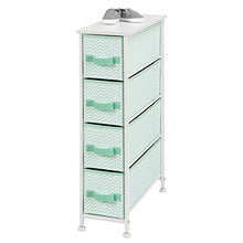 mDesign Cassettiera in tessuto – Comò con 4 cassetti – Pratico organizer con cassetti ideale per camera da letto e bagno – verde menta/bianco