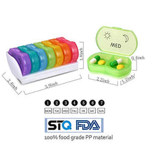 FAMKIT Portatile 7 Giorni Pill Box Mini Pillole Organizzatore Settimanale AM/PM Rainbow Medicine Container Planner Box