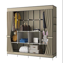 YAYI Armadio in tela, portatile, con 4 binari da appendere, colore: beige