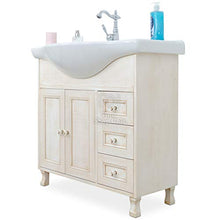 SHOP CHIC Mobile bagno decapè avorio con lavabo in ceramica da 85 cm