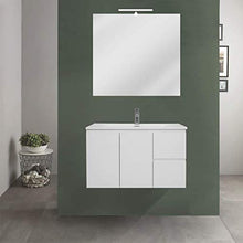 OrionShop Mobile Bagno Sospeso Ariete da 80cm Bianco con Lavabo Specchio e Lampada LED Inclusi