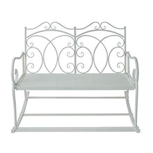 miozzi Panchina a Dondolo da Giardino 2 Posti in Ferro Shabby Bianco 102x74.5x78 cm