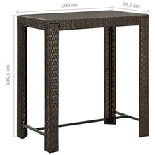 FAMIROSA Tavolo da Bar da Giardino Marrone 100x60,5x110,5 cm Polyrattan