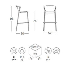 SCAB DESIGN Sgabello Modello Lisa Set 2 Pezzi - Disponibile in 6 Colori - Disponibile in 2 Altezze per casa, Bar, ristoranti, pizzerie, Pub. (Antracite, 75)