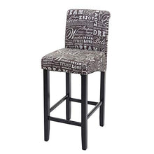 Mendler Sgabello HWC-C33 Lounge Legno Tessuto - Grigio con Scritte Piedi Scuri