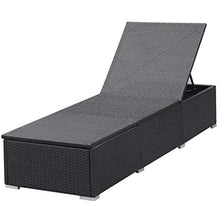 vidaXL Lettino Prendisole in Polyrattan Nero e Bianco Sdraio da Giardino