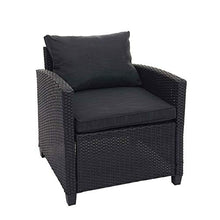 Mendler Salottino da Giardino con Tavolo e 2X Pouf HWC-E95 polyrattan Nero Cuscini Antracite