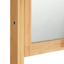Relaxdays Scaffale Bagno in Bambù, con Specchio, 3 Ripiani, Design alto & aperto, per Corridoio, HLP: 162x40x30 cm,legno