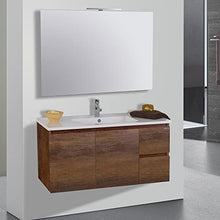 mazzoni Mobile da Bagno Sospeso 100cm Maiorca Light 2+2 Noce Scuro Frassinato
