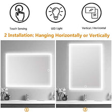 AUPERTO Specchio da bagno a LED – 50 x 70 cm specchio da parete con sensore a tocco, bianco caldo/bianco caldo, sospensione verticale o orizzontale