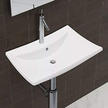 tiauant Lavabo in Ceramica Rettangolare con Troppo Pieno. Materiale: Ceramica. Lavabo