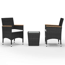 FAMIROSA Set da Bistrot per Giardino 3 pz in Polyrattan e Vetro Nero-8364
