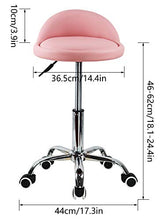 KKTONER Sgabello Rotondo in Pelle PU con Schienale Regolabile Regolabile in Altezza Sedia da Lavoro Girevole con Ruote Spa (Rosa)