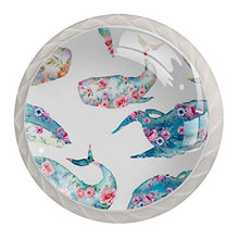Maniglie per cassetti Manopole per cassetti Manopole rotonde Confezione da 4 per armadietto, cassetti, cassettiere, cassettiere ecc. WatercolBalene E Fiori