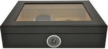 Humidor nero Umidificatore per 25 sigari Autoregulatore copercio in vetro