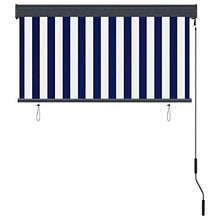 vidaXL - Tenda avvolgibile per esterni, 120 x 250 cm, blu e bianco